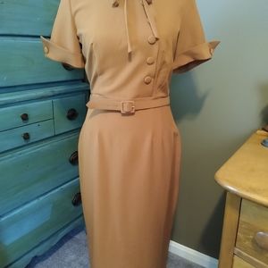 Beautiful Toffee colored Bettie Page dress.